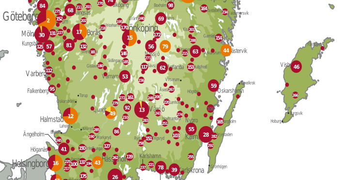 Mappa del teleriscaldamento in Svezia